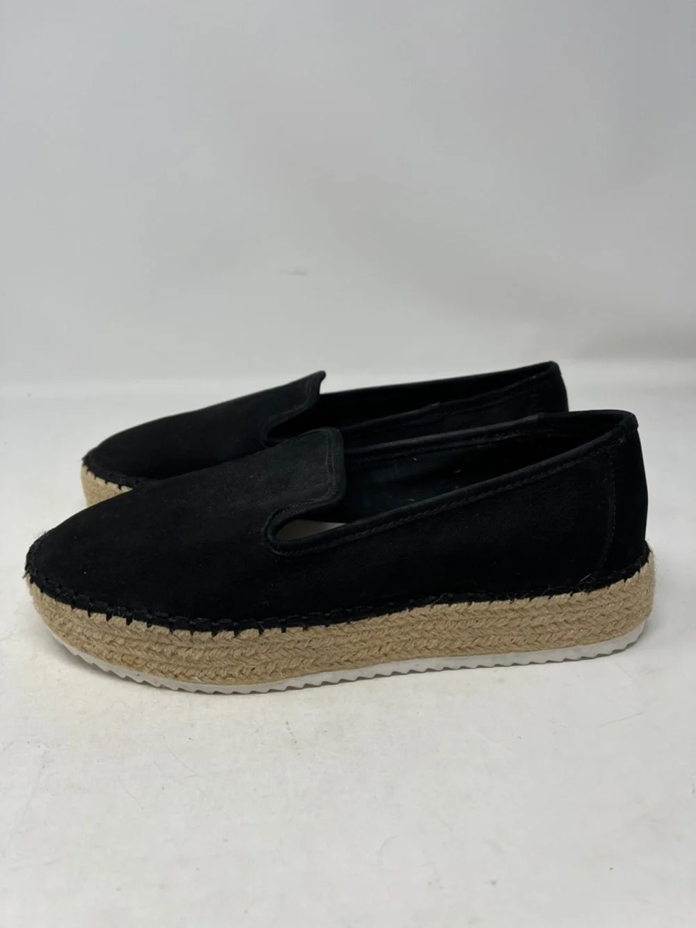 GIANNI BINI MICROSUEDE BLACK  LEATHER UPPER PLATFORM ESPADRILLES LIKE NEW SZ 8.5